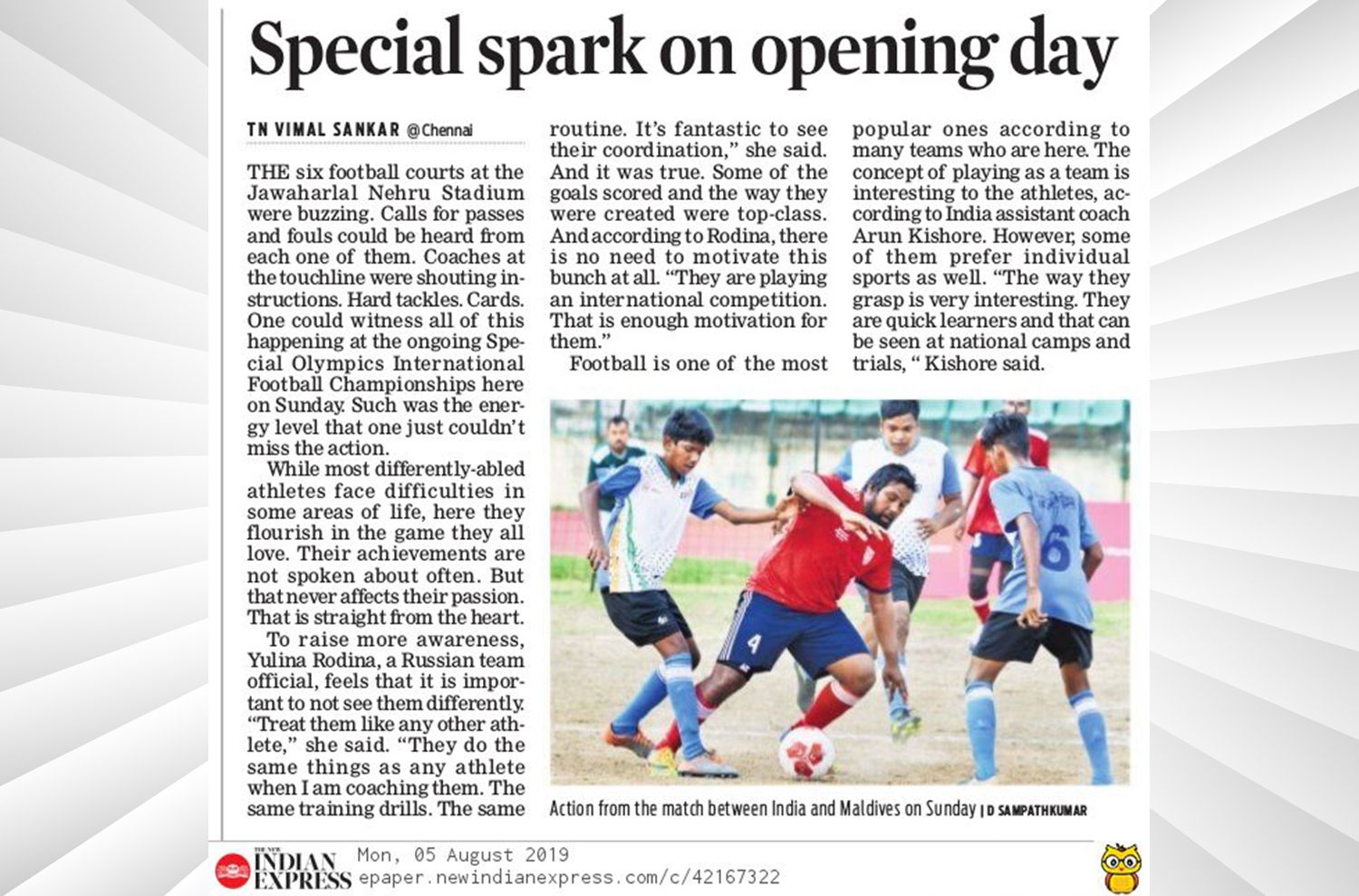 Special Olympics New Indian Express  August