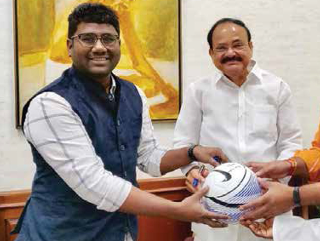 Vice President of India Shri M. Venkaiah Naidu met Special Olympics International Football Championship 2019 Team at his Camp Office